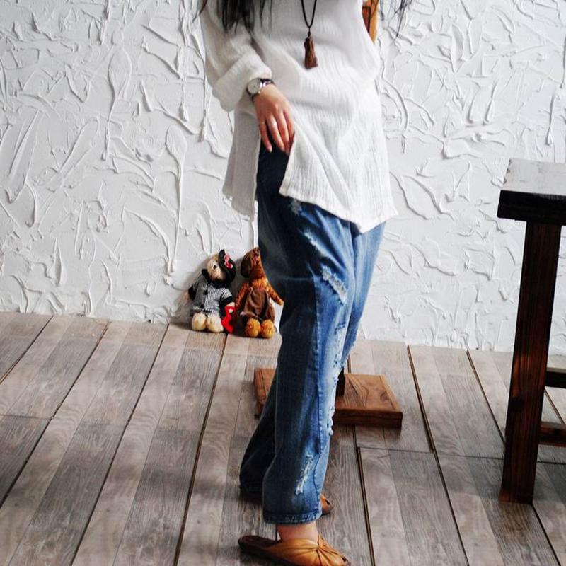 Frayed Retro Casual Solid Color Harem Jeans
