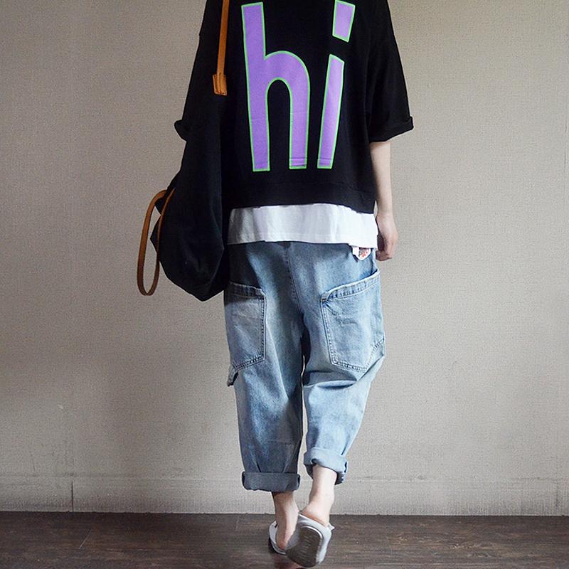 Front Pocket Letter Printed Casual T-Shirt