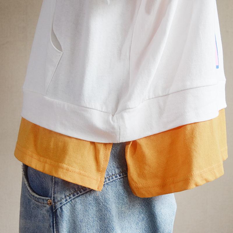 Front Pocket Letter Printed Casual T-Shirt