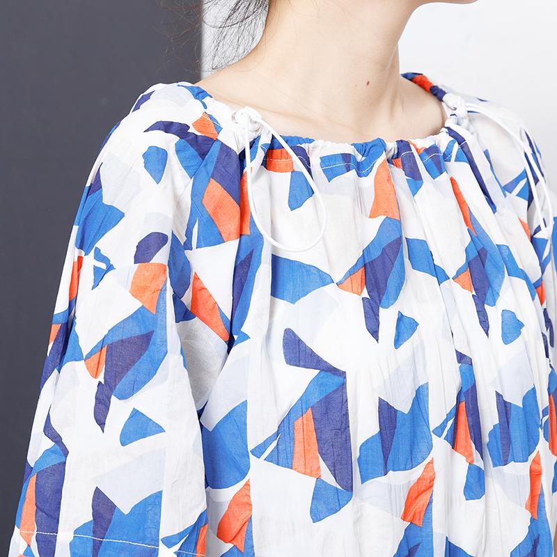 Geometric Print Adjustable Collar Midi Dress