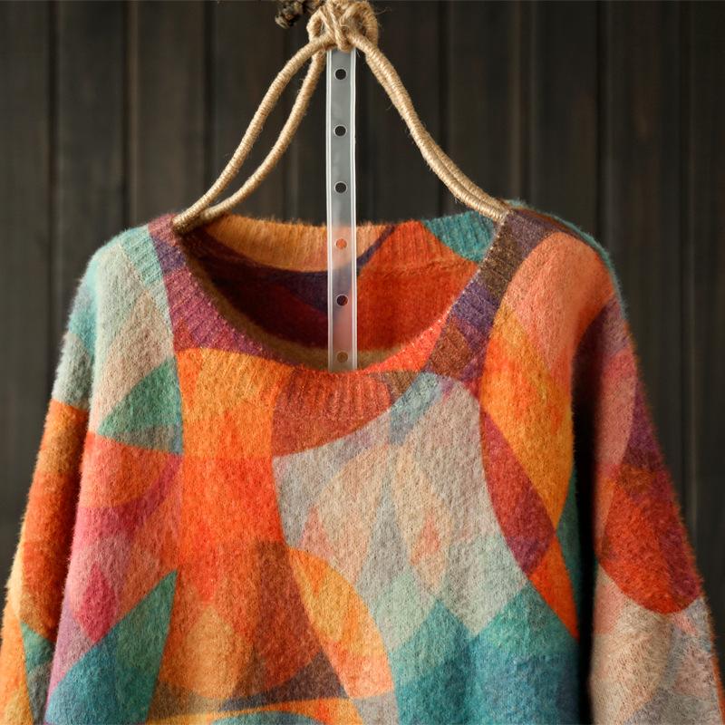 Geometrical Pattern Casual Autumn Winter Sweater