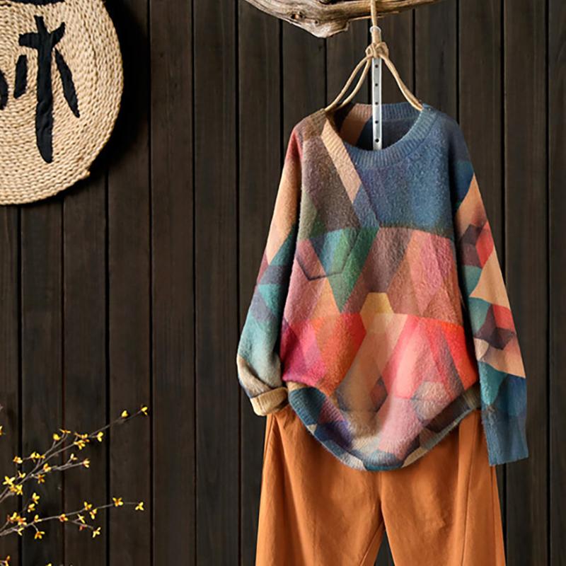Geometrical Pattern Casual Autumn Winter Sweater