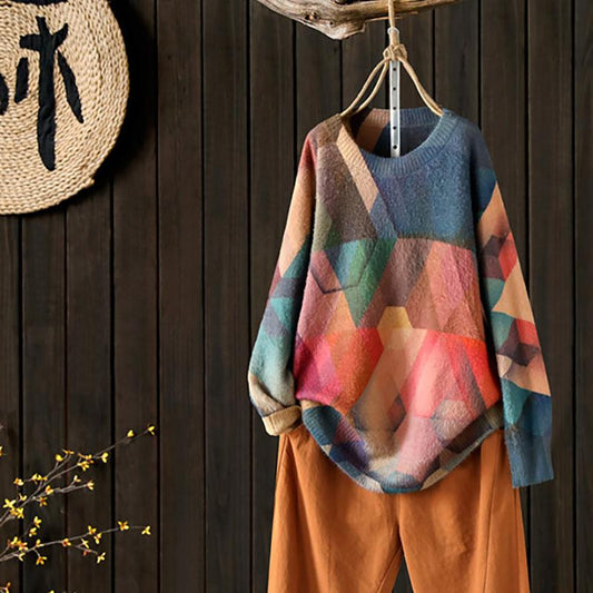Geometrical Pattern Casual Autumn Winter Sweater