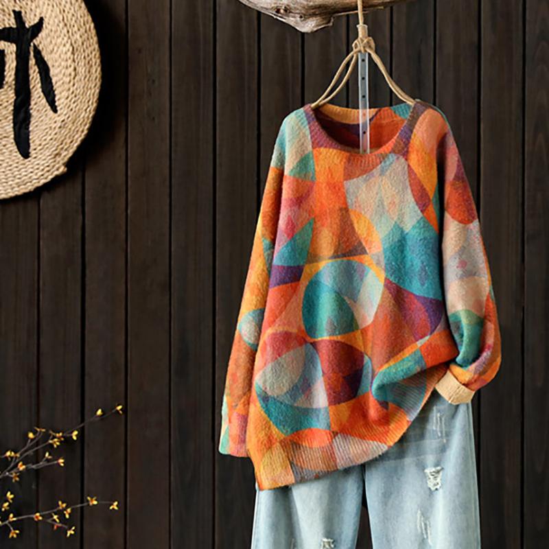 Geometrical Pattern Casual Autumn Winter Sweater