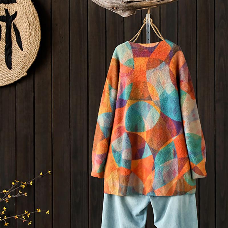 Geometrical Pattern Casual Autumn Winter Sweater