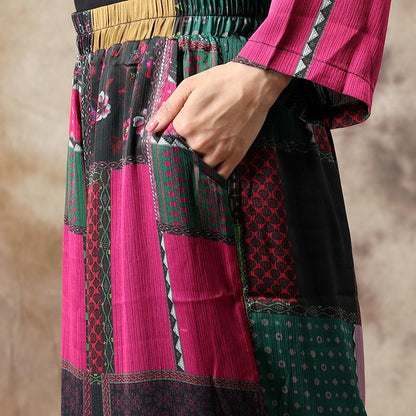 Ethnic Style Irregular Hem T-Shirt And Pants