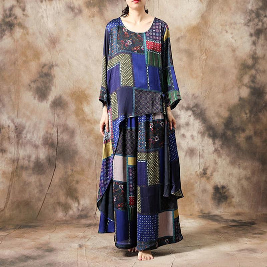 Ethnic Style Irregular Hem T-Shirt And Pants