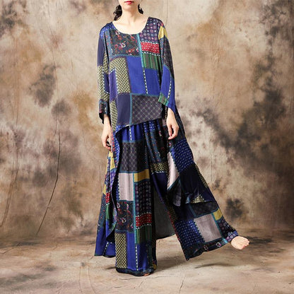 Ethnic Style Irregular Hem T-Shirt And Pants