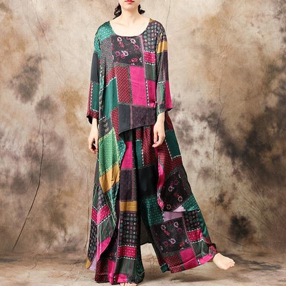 Ethnic Style Irregular Hem T-Shirt And Pants