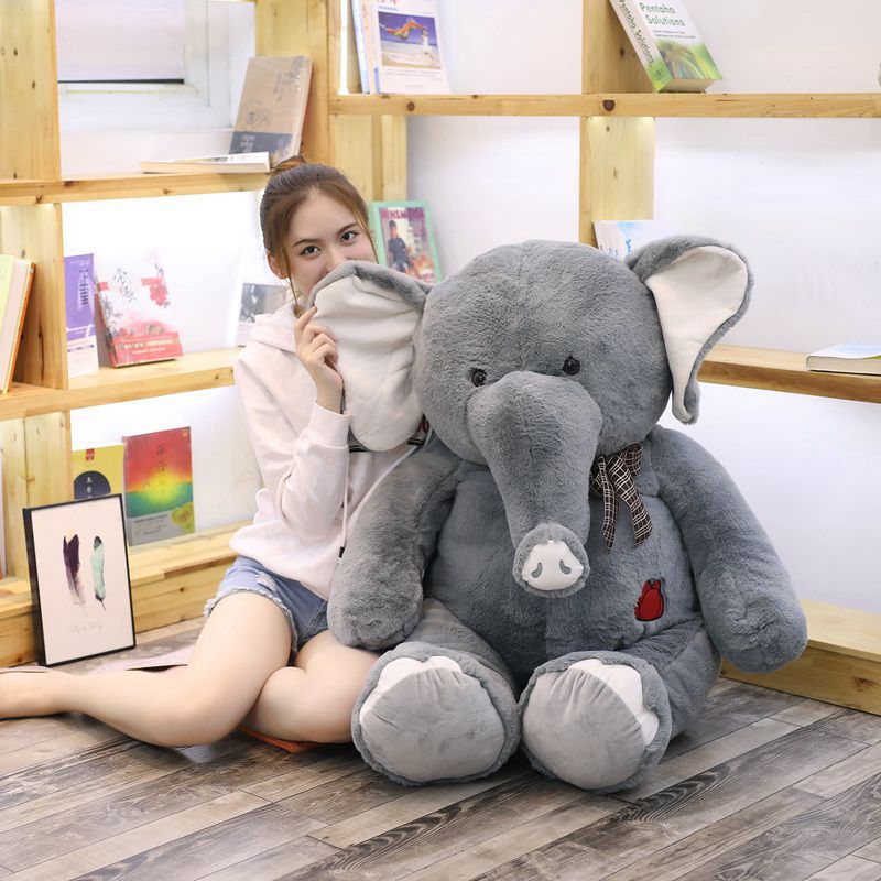 Giant plush Elephant toys Grey Stuffed Big flappy ears Long plush elephant Animal toys for Children Christmas gift for Children