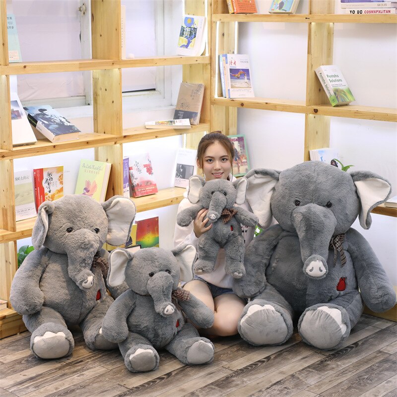 Giant plush Elephant toys Grey Stuffed Big flappy ears Long plush elephant Animal toys for Children Christmas gift for Children