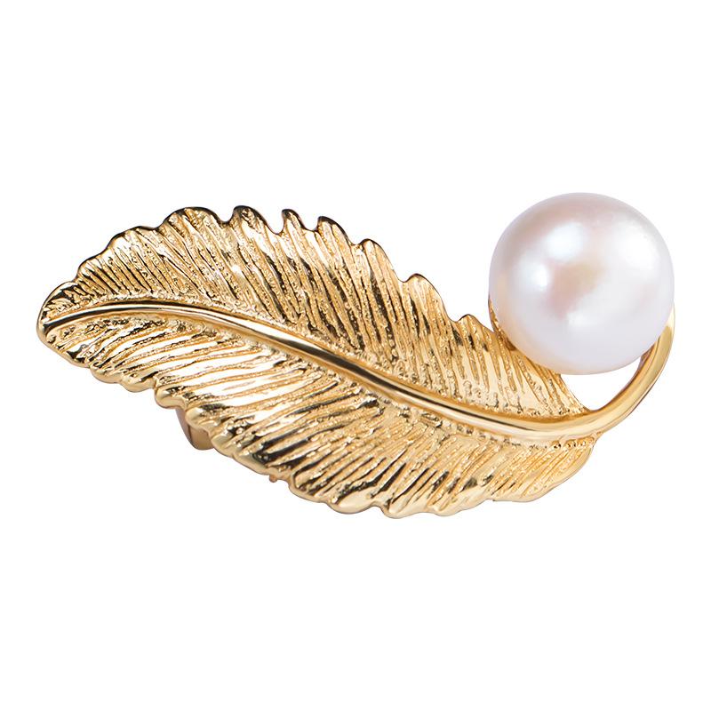 Gold-plated Feather Brooch