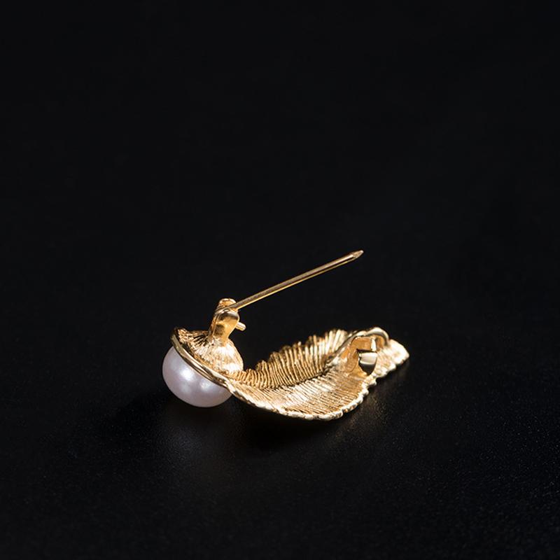 Gold-plated Feather Brooch