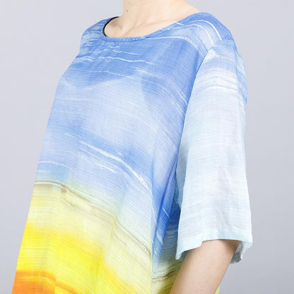 Gradient Color Split Elegant Casual Midi Dress