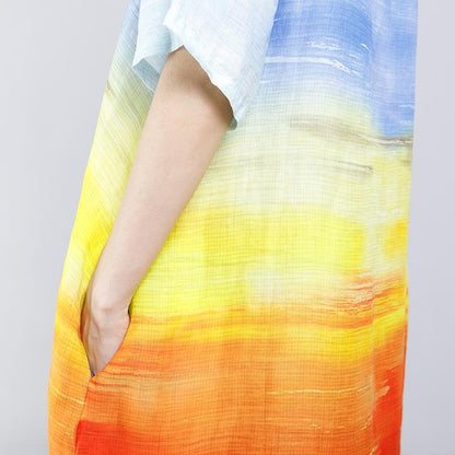 Gradient Color Split Elegant Casual Midi Dress