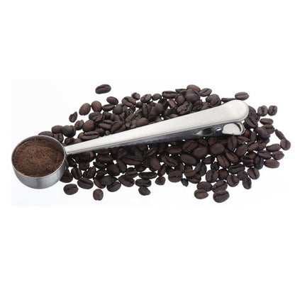 2 in 1 Stainless Steel Coffee Scoop With Bag Clip Coffee Kitchen Gadgets