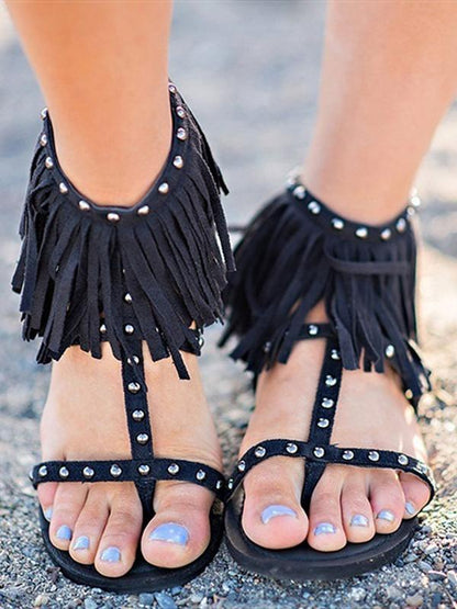 Suede Tassels Low-heel Shoes