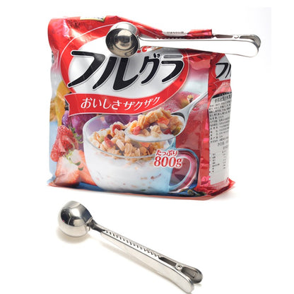 2 in 1 Stainless Steel Coffee Scoop With Bag Clip Coffee Kitchen Gadgets
