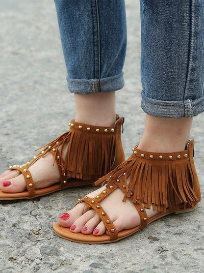 Suede Tassels Low-heel Shoes