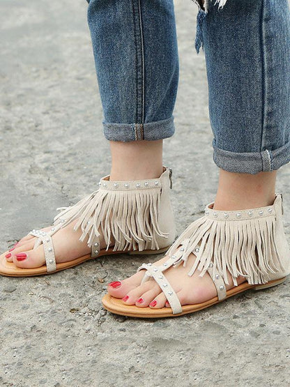Suede Tassels Low-heel Shoes