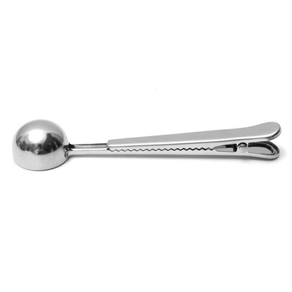 2 in 1 Stainless Steel Coffee Scoop With Bag Clip Coffee Kitchen Gadgets