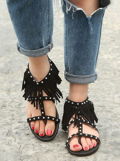 Suede Tassels Low-heel Shoes