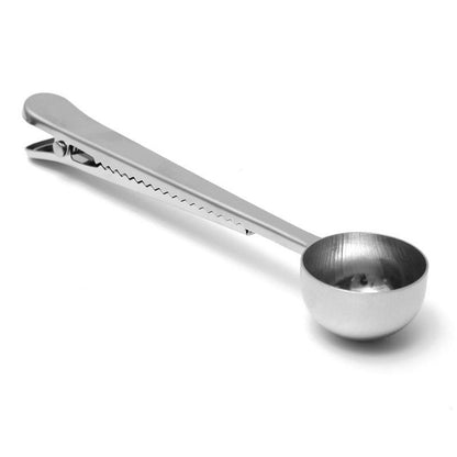 2 in 1 Stainless Steel Coffee Scoop With Bag Clip Coffee Kitchen Gadgets