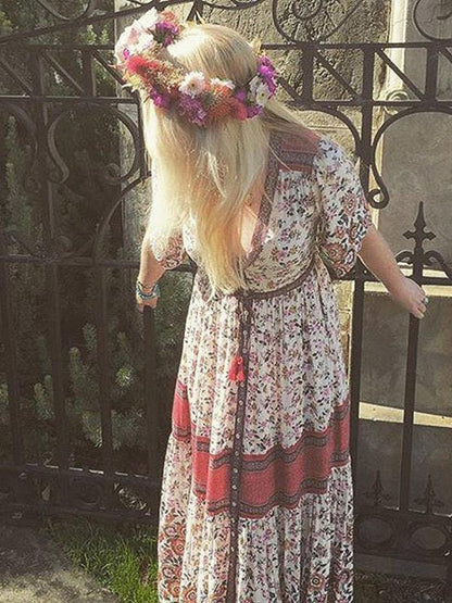 Printed Split-front Bohemia Maxi Dresses