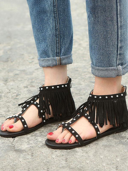 Suede Tassels Low-heel Shoes
