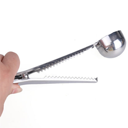2 in 1 Stainless Steel Coffee Scoop With Bag Clip Coffee Kitchen Gadgets