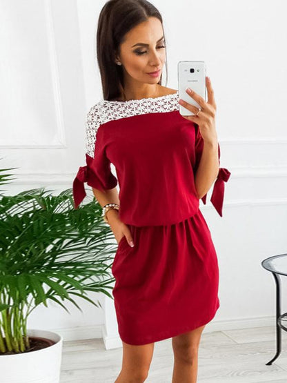 Lace Bodycon Waisted Bowknot Midi Dress