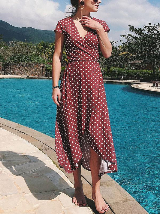 Pretty V-neck Split-front Maxi Dresses