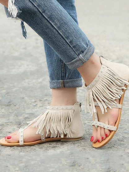 Suede Tassels Low-heel Shoes