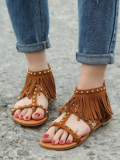 Suede Tassels Low-heel Shoes