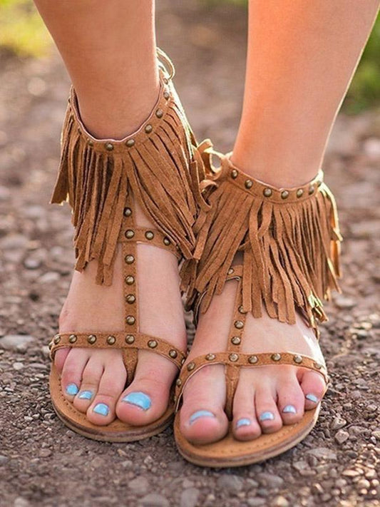 Suede Tassels Low-heel Shoes