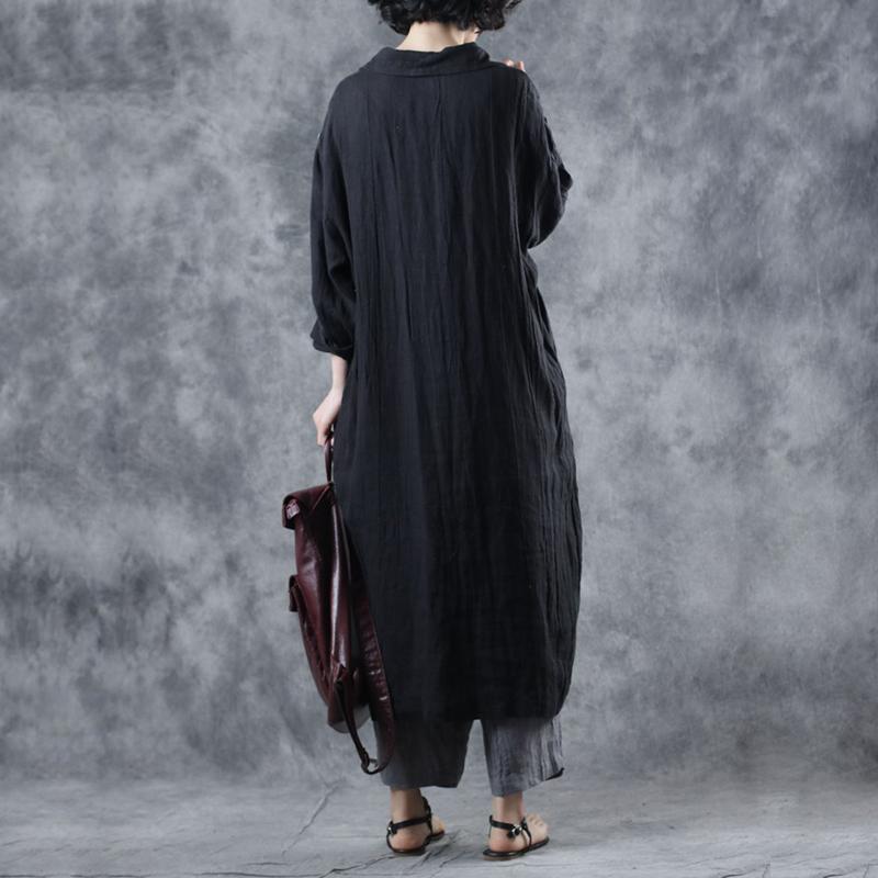 Half-Open Solid Color Hand-Dyed Shirt Dress