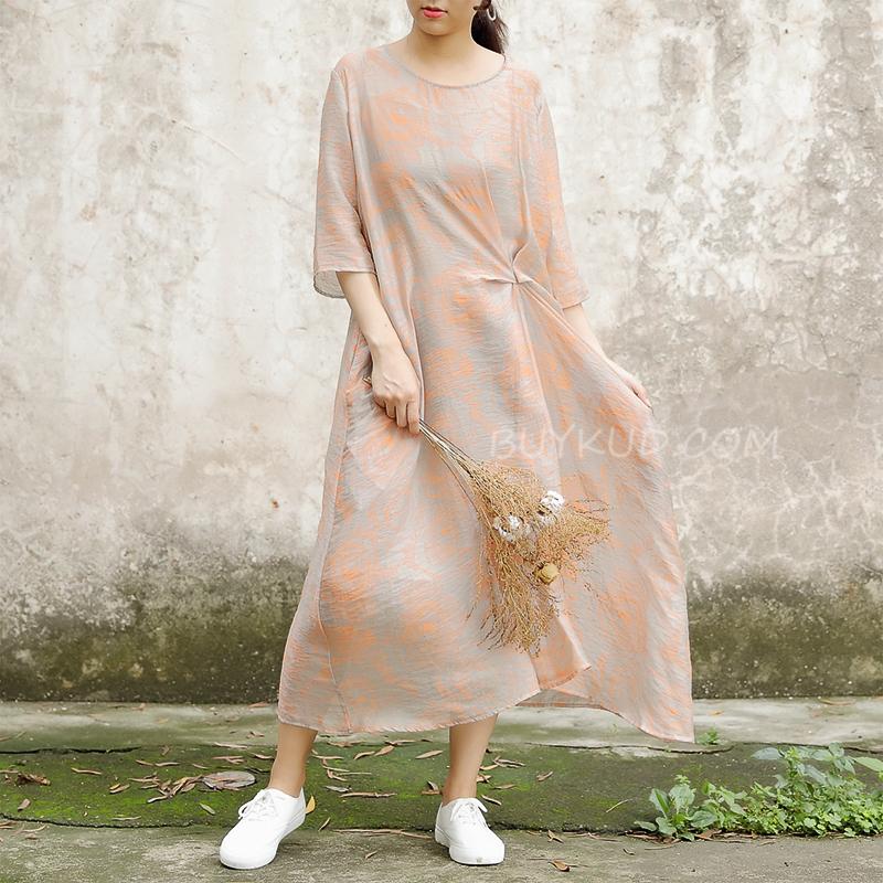Half Sleeve Pockets Summer Casual Two-piece Long Dress