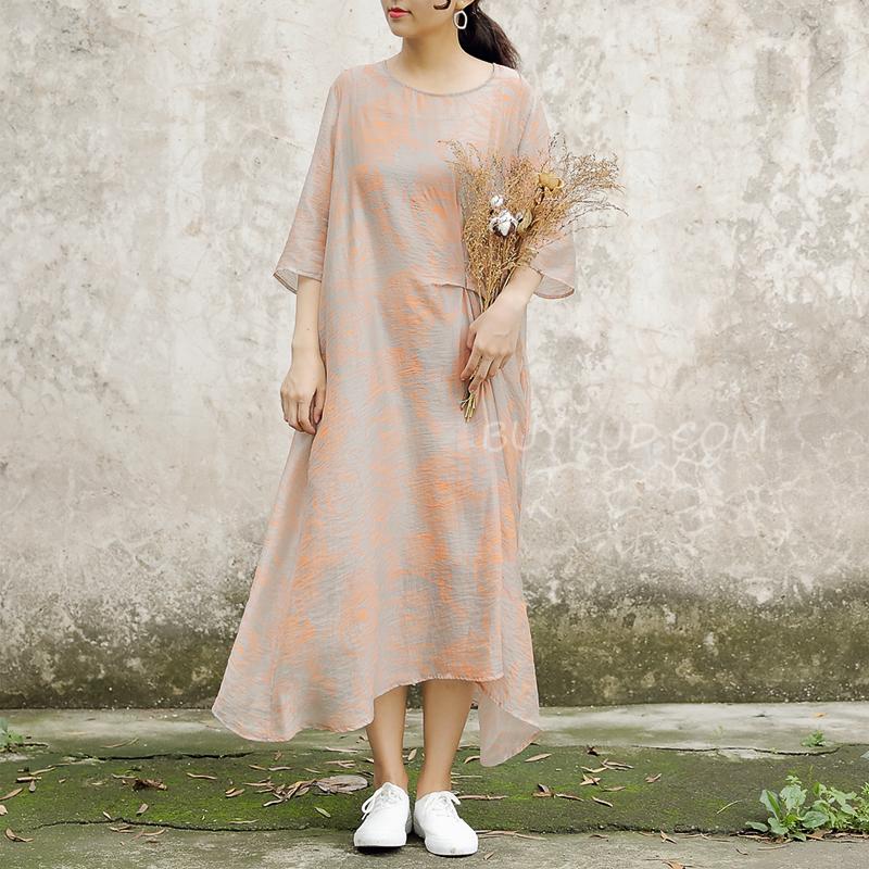 Half Sleeve Pockets Summer Casual Two-piece Long Dress