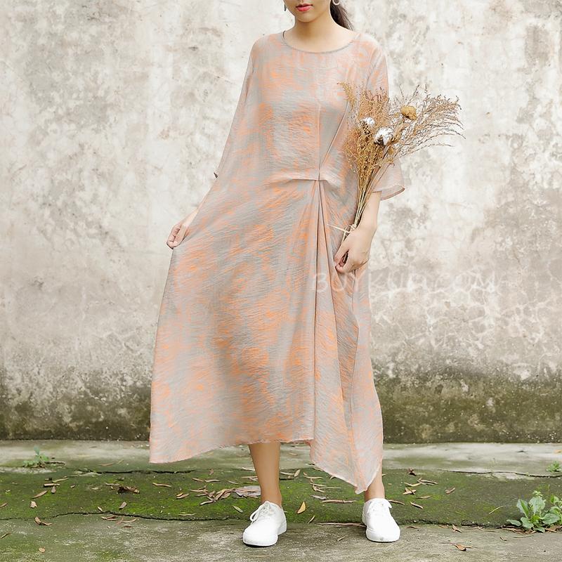 Half Sleeve Pockets Summer Casual Two-piece Long Dress