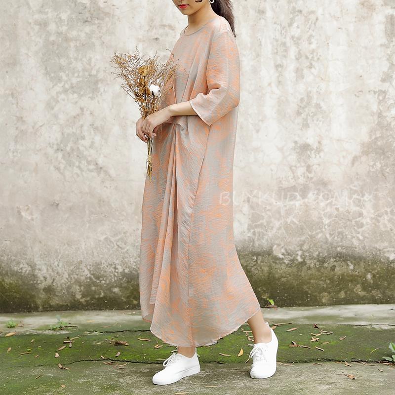 Half Sleeve Pockets Summer Casual Two-piece Long Dress