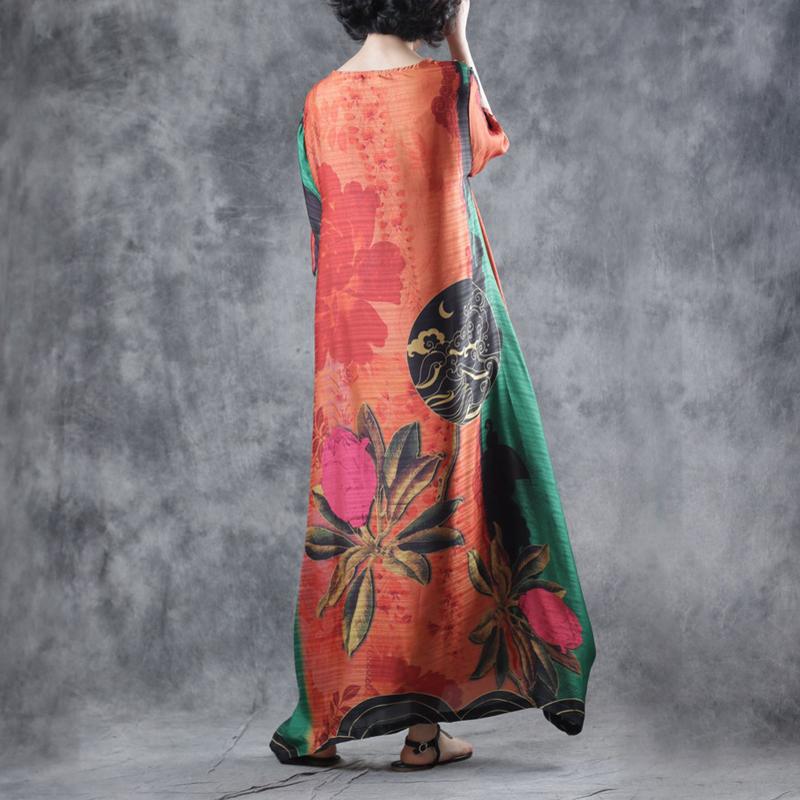 Half Sleeve Round Neck Loose Printed Dress