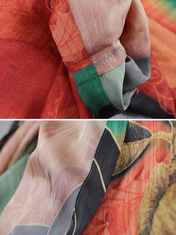 Half Sleeve Round Neck Loose Printed Dress