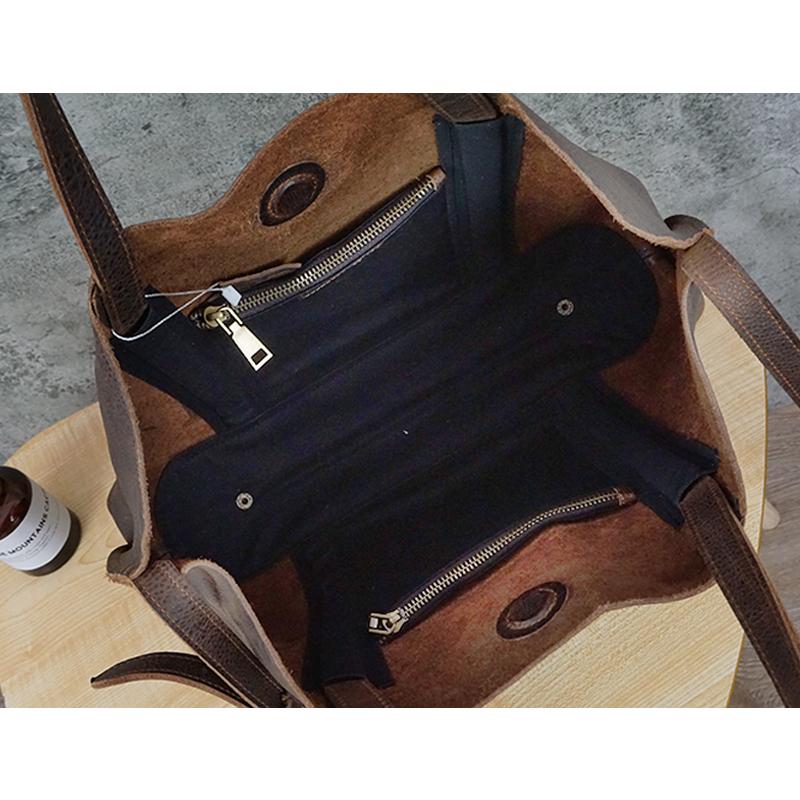 Hand Made Vintage Leather Magnetic Buckle Shoulder Bag