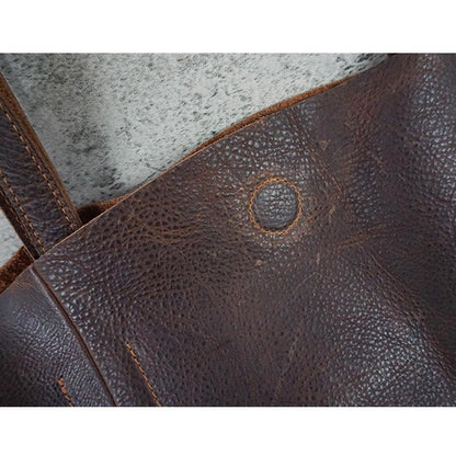 Hand Made Vintage Leather Magnetic Buckle Shoulder Bag