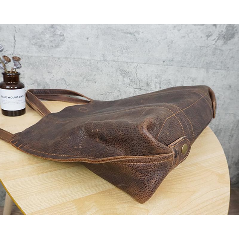 Hand Made Vintage Leather Magnetic Buckle Shoulder Bag