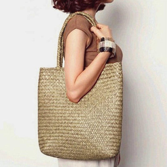 Handmade Portable Straw Bag Beach Shoulder Bag