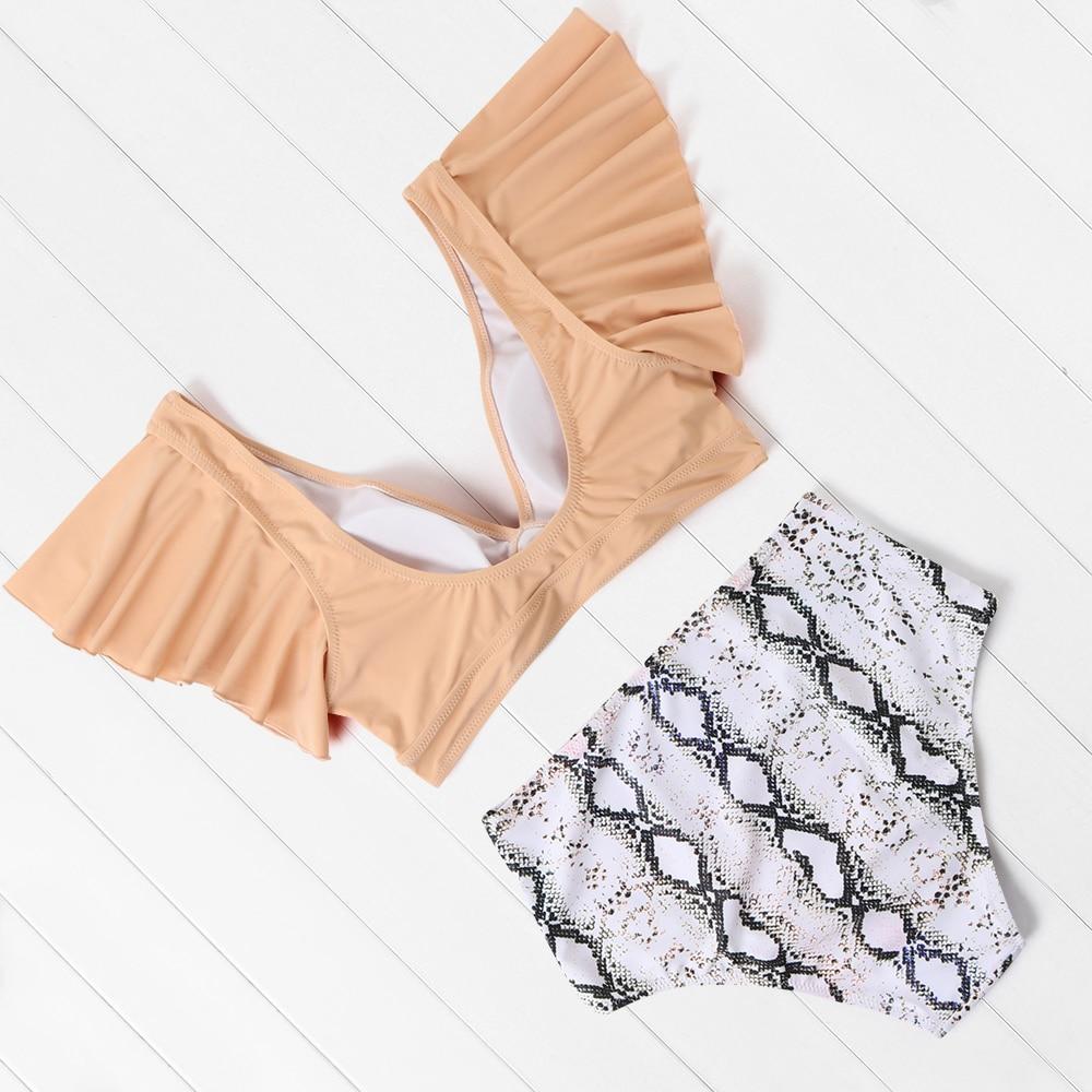 Ruffle Swimwear Women V Neck 2020 Sexy High Waist Swimsuit Biquini - Zebrant