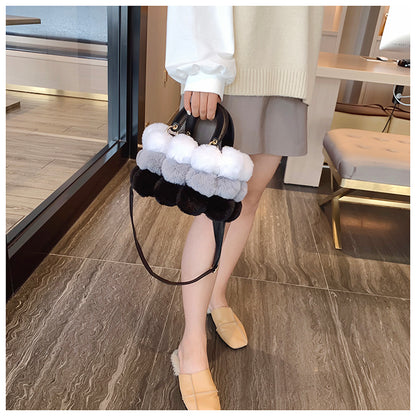 Women's Designer Soft Hair Ball Shoulder Bag