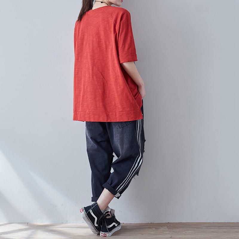 High Low Hem Cartoon Printed Casual T-Shirt