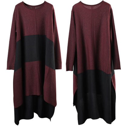 High Low Hem Casual Big Stripes Loose Dress
